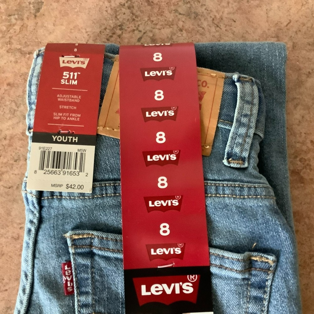 Boys Levi's 511 slim flex stretch light blue jeans size 8 - Picture 3 of 6